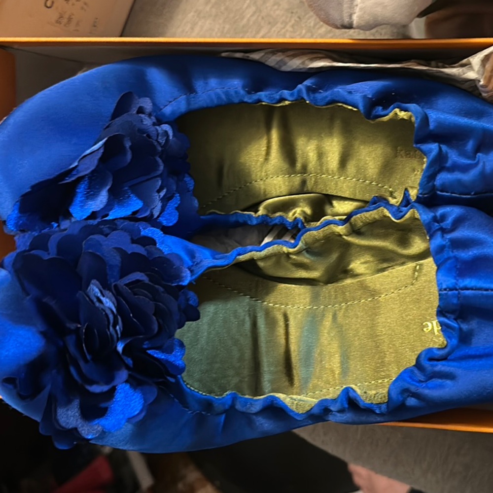 Kate Spade Blue Flats with Floral Accent